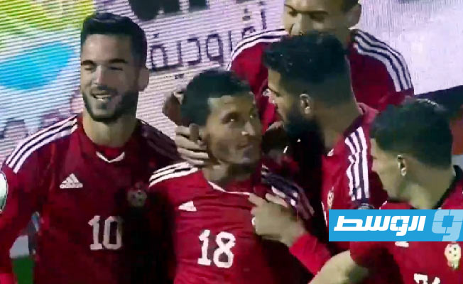 لاعبو المنتخب الليبي يحتفلون بالهدف الثاني في شباك إثيوبيا بـ«شان»، ملعب عنابة بالجزائر، 21 يناير 2023. (الإنترنت)