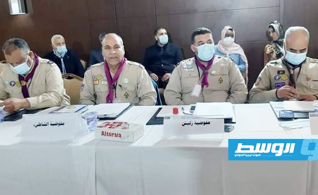 من مشاركة صنع الله في اجتماع هيئة قيادة الحركة العامة للكشافة في طرابلس، 18 فبراير 2021. (مؤسسة النفط)