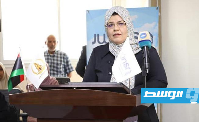 وزيرة العدل حليمة عبدالرحمن في احتفال اكتمال الأرشفة الإلكترونية للعقارات، 26 سبتمبر 2022. (وزارة العدل)
