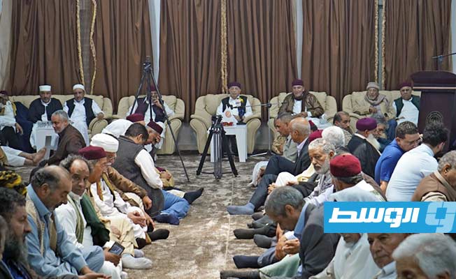 جانب من لقاء رئيس مجلس النواب المستشار عقيلة صالح مع وفد من قبائل الحرابي، الإثنين 9 أكتوبر 2023 (الناطق باسم مجلس النواب)