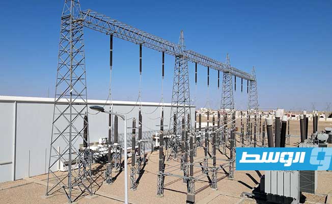 محطة كهرباء السرير جنوب شرق ليبيا حيث يبدأ الخط الهوائي الرابط مع أجدابيا. (الشركة العامة للكهرباء)