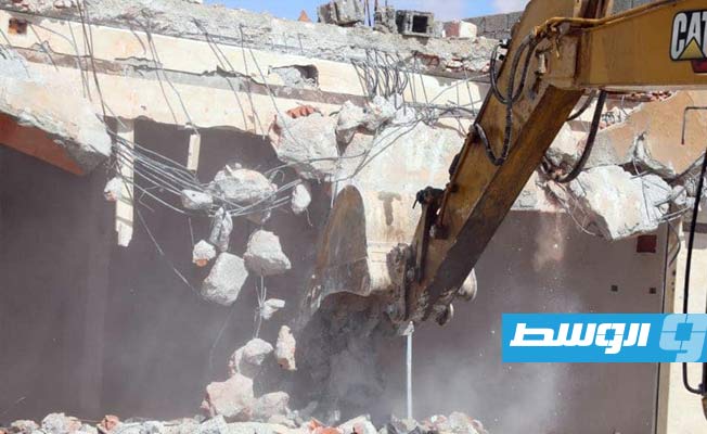 جانب من أعمال إزالة المباني المخالفة في بني وليد، 27 فبراير 2023 (وزارة الداخلية بحكومة الدبيبة)