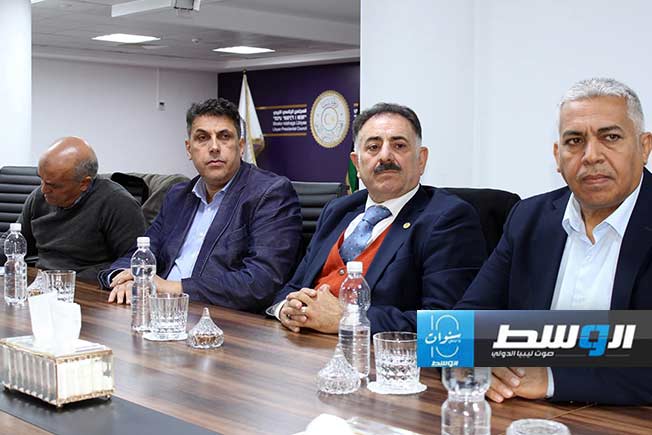 اجتماع اللافي مع ممثلي مجلس حكماء وأعيان طرابلس الكبرى، الأربعاء 21 فبراير 2024. (المجلس الرئاسي)