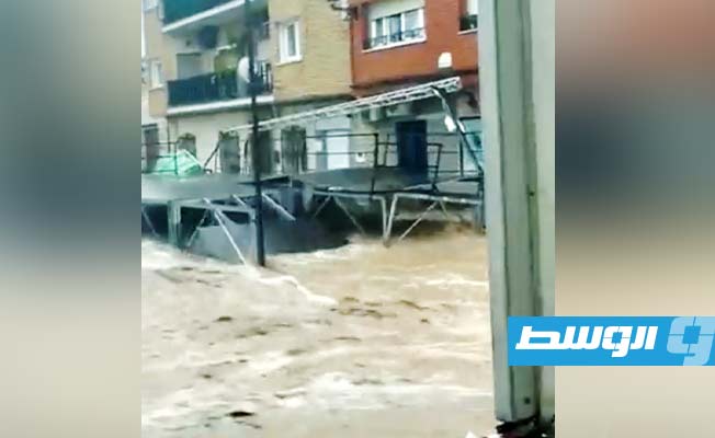 فيضانات تغرق الشوارع في إسبانيا، 4 سبتمبر 2023. (صورة مثبتة من مقطع فيديو)