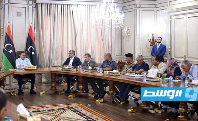 لقاء الدبيبة مع وفد بلدية تاجوراء بمقر رئاسة الوزراء في طرابلس، الثلاثاء 20 سبتمبر 2022. (حكومة الوحدة الوطنية)
