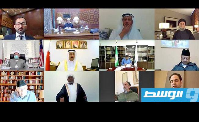 اجتماع مجلس حكماء المسلمين عبر الفيديو كونفرانس. (الإنترنت)