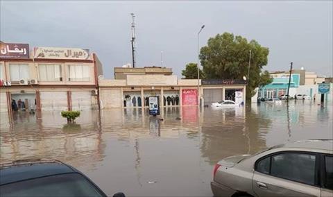 أمطار غزيرة تغرق شوارع مصراتة, 14 سبتمبر 2020. (الإنترنت)