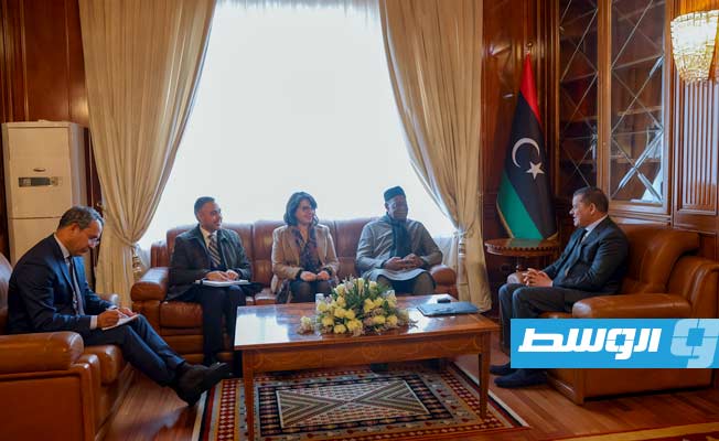 لقاء الدبيبة وباتيلي بمقر مجلس الوزراء في طرابلس، الأحد 5 فبراير 2023. (حكومتنا)