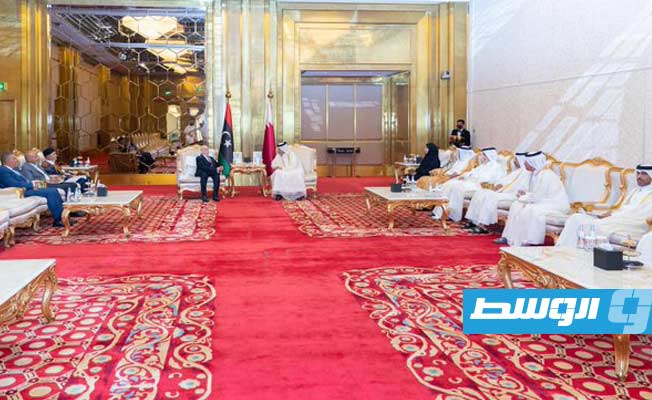 لقاء المستشار عقيلة صالح مع رئيس مجلس الشورى القطري في الدوحة، الأحد 11 سبتمبر 2022. (مجلس الشورى القطري)