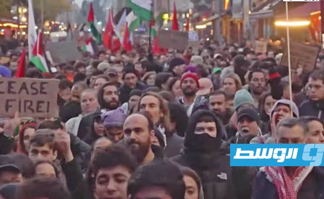 مظاهرات دعم لغزة صورة ملتقطة من شاشة فرانس24