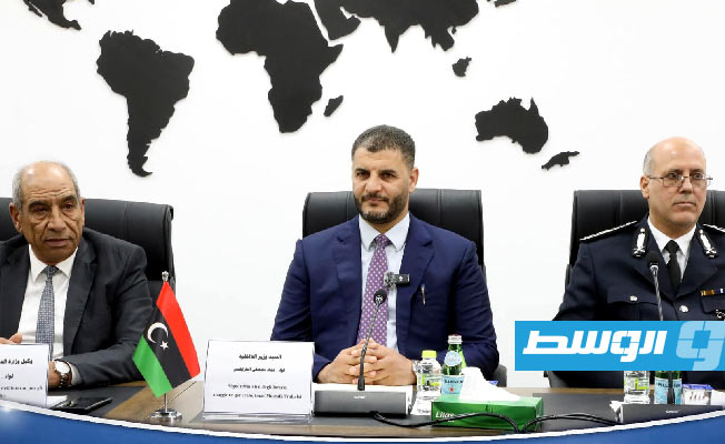 اجتماع الطرابلسي ووزير الداخلية الإيطالي في طرابلس، الأربعاء 14 فبراير 2024. (وزارة الداخلية)