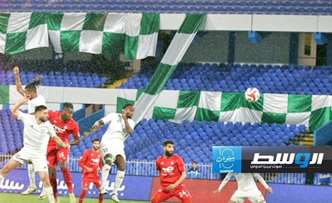 لقطة من مباراة الأهلي طرابلس والاتحاد في نهائي كأس السوبر (لقطة مثبتة من البث المباشر للمباراة)