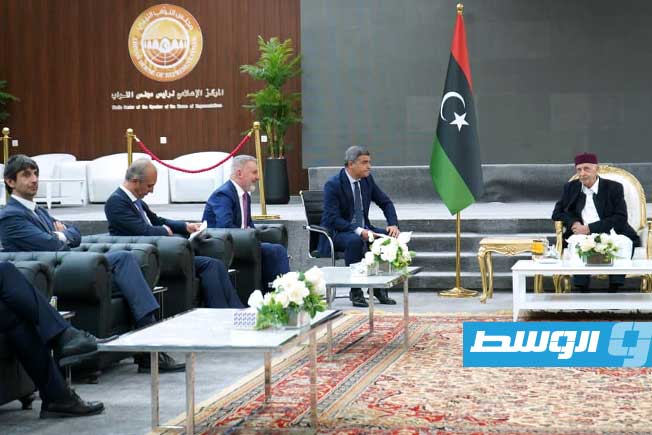 Aguila Saleh discusses the latest political developments and bilateral cooperation with an Italian parliamentary delegation