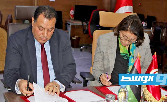 جانب من اجتماع بين مصلحتي الجمارك الليبية والتونسية، الثلاثاء 28 نوفمبر 2023 (مصلحة الجمارك الليبية)