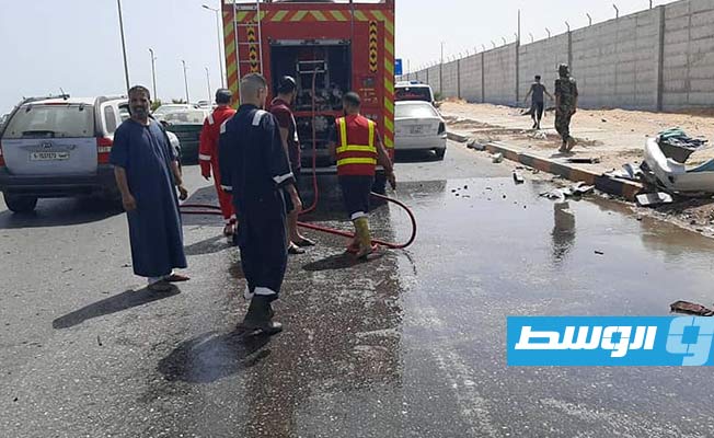 بالصور: حادث مروري بطريق الشط