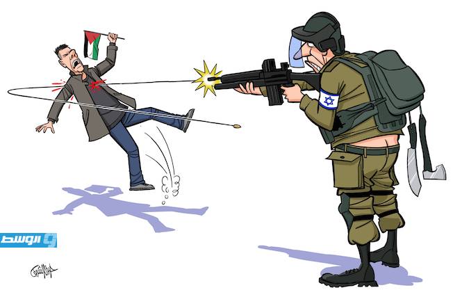 كاريكاتير خيري - جنود قوات الاحتلال الإسرائيلي في فلسطين