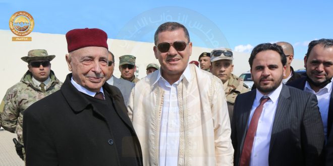 عبدالحميد دبيبة، مع عقيلة صالح في طبرق, 19 فبراير 2021. (مجلس النواب)