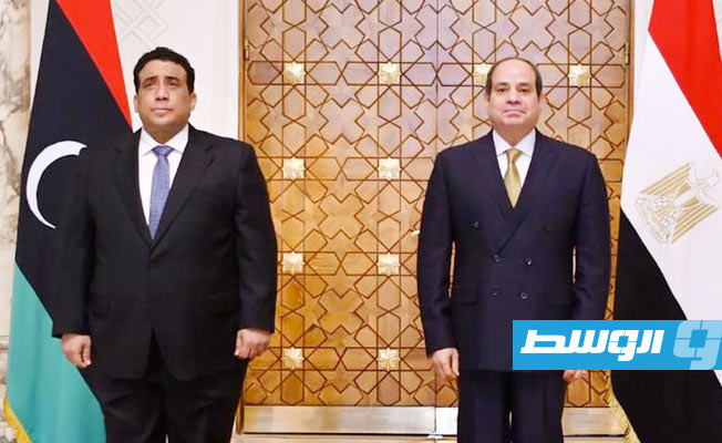 من لقاء المنفي مع السيسي بقصر الاتحادية بالعاصمة المصرية القاهرة، 21 ديسمبر 2021. (الرئاسة المصرية)