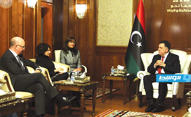 السراج يبحث مع وفد أممي وأفريقي مستجدات الوضع السياسي والأمني في ليبيا