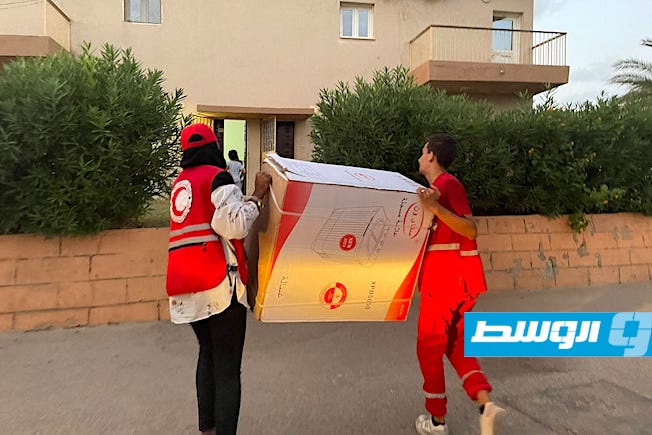 الهلال الأحمر فرع طرابلس يواصل نقل المساعدات للمتضررين بالمناطق المنكوبة