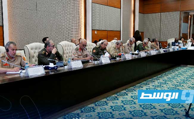 من اجتماع اللجنة العسكرية المشتركة (5+5) مع مجموعة العمل الأمنية المنبثقة عن مؤتمر برلين، بالعاصمة طرابلس، 24 مايو 2023. (حكومتنا)