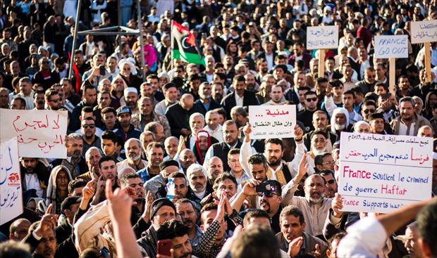 بالصور.. حشود في طرابلس ومصراتة ضد «الاعتداء على مدينة طرابلس»