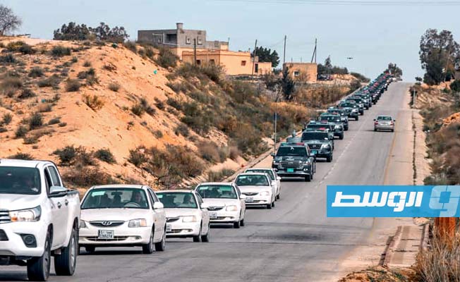 مركبات شرطية تتبع وزارة الداخلية بحكومة الوفاق في طريقها إلى ترهونة، الأحد 24 يناير 2021. (داخلية الوفاق)