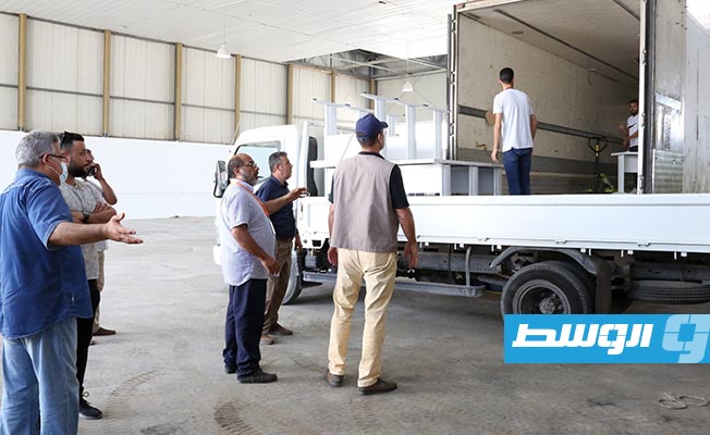 المفوضية الوطنية العليا للانتخابات، ترسل قافلة من المعدات الانتخابية، إلى بنغازي وسبها, 30 مايو 2021. (مفوضية الانتخابات)