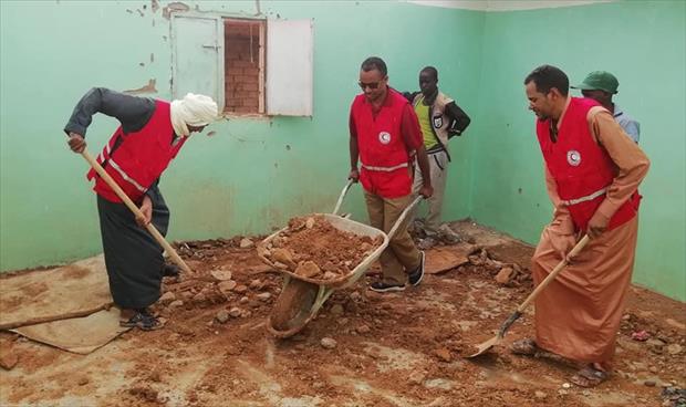 بالصور: الهلال الأحمر يعلن تضرر بعض المنازل جراء السيول في غات