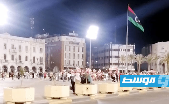 جانب من احتفالات جماهير الاتحاد بلقب الدوري الليبي، 30 يوليو 2022. (صورة من فيديو: مديرية الأمن)