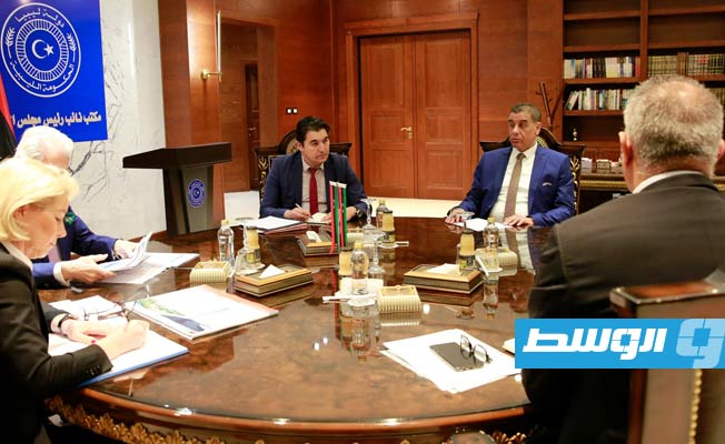 اجتماع القطراني مع الوفد الاستشاري للشركات الألمانية في بنغازي، الإثنين 28 مارس 2022. (مكتب الإعلام والتواصل بديوان مجلس الوزراء بنغازي)