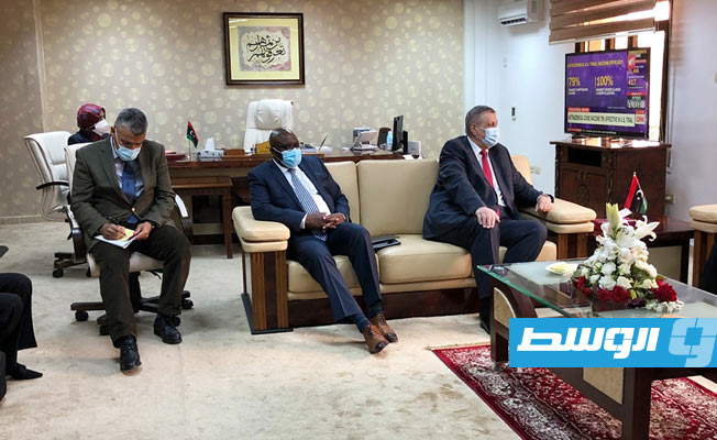 لقاء كوبيش والوفد المرافق له مع المنقوش بمقر وزارة الخارجية في طرابلس. (البعثة الأممية)