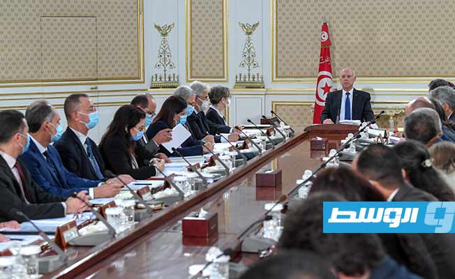 أول اجتماع للحكومة التونسية الجديدة، الخميس، 14 أكتوبر 2021 (الرئاسة التونسية)