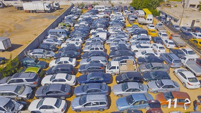 السيارات المضبوطة في أبوسليم، الأحد 9 أبريل 2023 (مديرية أمن طرابلس)
