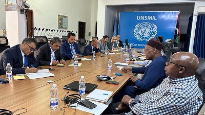 المبعوث الأممي يلتقى في طرابلس عددا من زعماء وممثلي الأحزاب السياسية الليبية، الأربعاء 9 أغسطس 2023 (حساب باتيلي على موقع x)