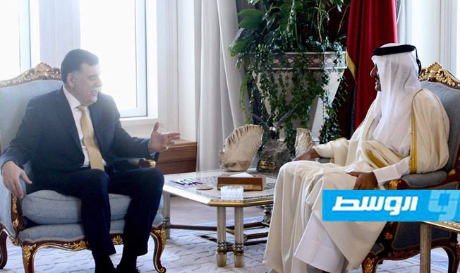 السراج يلتقي أمير قطر ويؤكد على الحل السياسي للأزمة في ليبيا