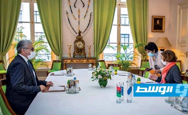 لقاء باشاغا في باريس مع وزيرة الجيوش الفرنسية، 20 نوفمبر 2020. (داخلية الوفاق)
