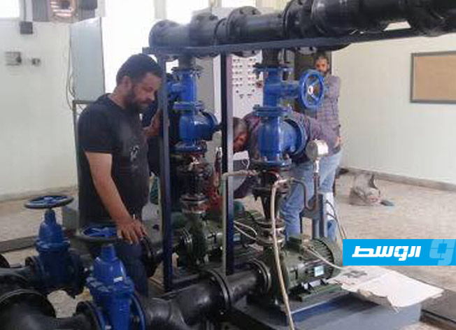 إعادة فتح الخط الرئيس بمحطة الصرف الصحي بنغازي