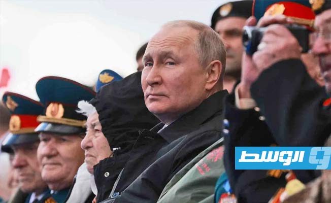 بوتين خلال العرض العسكري في عيد النصر بروسيا, 9 مايو 2022. (أ ف ب)