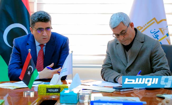 لقاء شكشك في طرابلس مع مسؤولي شركة الحديد وجهاز التصنيع العسكري، 14 فبراير 2023. (ديوان المحاسبة)