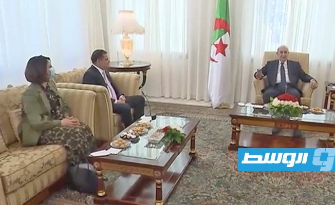 لقاء الرئيس عبدالمجيد تبون والدبيبة في الجزائر، الأحد 30 مايو 2021. (الرئاسة الجزائرية)