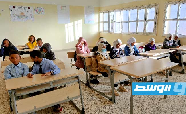 تلاميذ في أول أيام الفصل الدراسي الثاني، 21 يناير 2024 ( وزارة التعليم بحكومة الدبيبة)