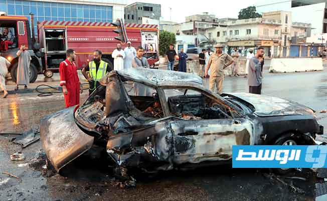 السيارة بعد الحادث، الثلاثاء 22 أغسطس 2023 (مديرية أمن طرابلس)