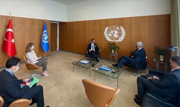 لقاء السني مع رئيس الجمعية العامة للأمم المتحدة، الاثنين 11 مايو 2021. (بعثة ليبيا لدى الأمم المتحدة)