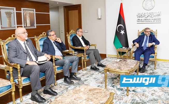 رئيس المجلس الأعلى للدولة خالد المشري يلتقي عددًا من ممثلي أحزاب سياسية ليبية، الثلاثاء 20 سبتمبر 2022 (صفحة المجلس على فيسبوك)