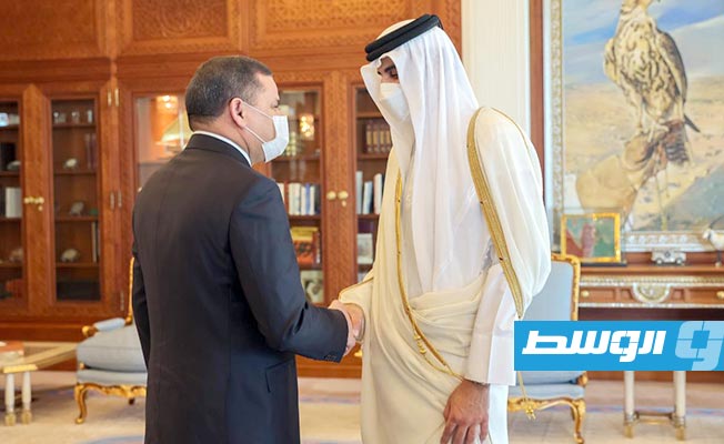 استقبال أمير قطر للدبيبة