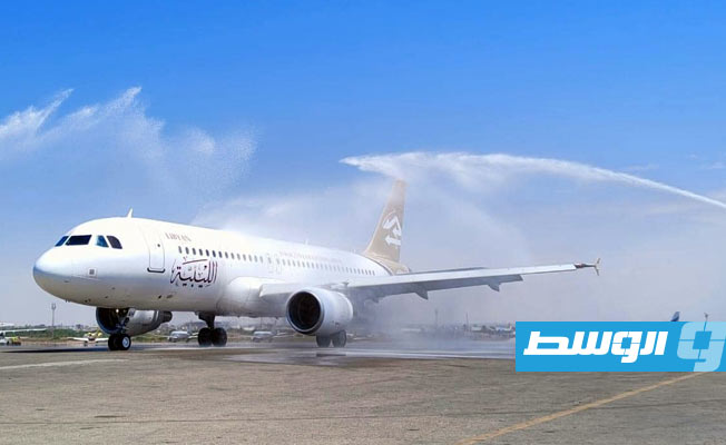 وصول طائرة الخطوط الجوية الليبية بعد استكمال صيانتها لمطار معيتيقة الدولي