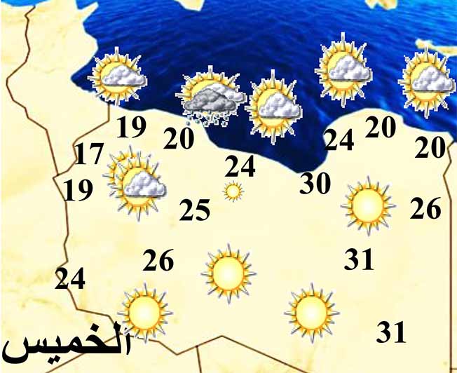 الطقس اليوم: أمطار متفرقة على المنطقة من رأس أجدير إلى طرابلس