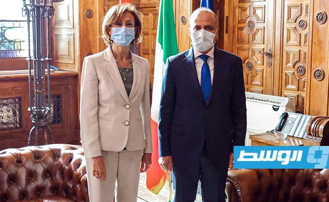 نائب رئيس المجلس الرئاسي، عبد الله اللافي، يلتقي وزيرة العدل الإيطالية مارتا كارتابيا، الثلاثاء 14 سبتمبر 2021 (صفحة المجلس الرئاسي على فيسبوك)