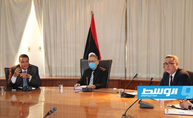 من اجتماع وزير الاقتصاد مع إدارة المنطقة الحرة في بنغازي، 3 أبريل 2021. (وزارة الاقتصاد والتجارة)